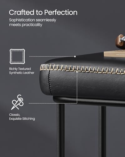 VASAGLE EKHO Collection - Storage Bench for Entryway, Ottoman Bench with Steel Frame, 43.3-Inch Wide, Synthetic Leather, Living Room, Mid-Century Modern, Loads 660 lb, Ink Black ULOM085B01 - color: Ink Black, style: Steel Frame Bench