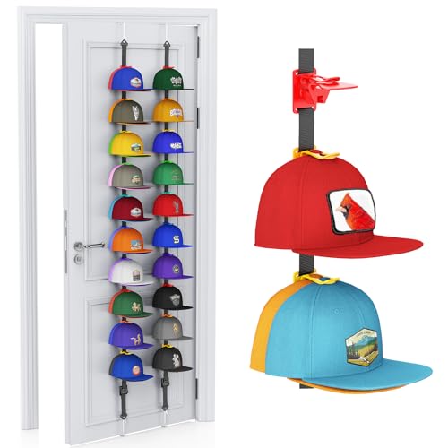 AXU Hat Rack for Door, Hat Organizer for Baseball Caps, Over the Door Hat Storage Organizer - Holds 20-40 Caps |Rainbow, 2 Straps - color: Multicolored, style: 2 Pack