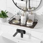 Lixple Toilet Paper Basket Holder, 13" Toilet Tank Tray, Wood and Metal Toilet Tray Vanity Organizer Bathroom Tray, Kitchen Sink Organizer for Soap Dispenser (Brown+Black) - color: Brown+black
