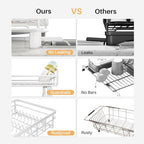 SNTD Dish Drying Rack - Extendable Dish Rack, Large Sink Drying Dish Drainer for Kitchen Counter, Stainless Steel Dish Strainer with Utensil Holder (White) - color: White