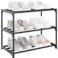 Small Metal Shoe Rack,Stackable Shoe Shelf Storage Organizer for Entryway, Hallway and Closet(3-Tier,Black) - size: 3-Tier-Black-1R