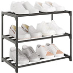 Small Metal Shoe Rack,Stackable Shoe Shelf Storage Organizer for Entryway, Hallway and Closet(3-Tier,Black) - size: 3-Tier-Black-1R