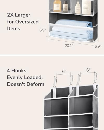 ULG Over the Door Organizer, 5-Tier Extra Large Hanging Storage with 10 Mesh Pockets, 100 lbs Capacity, Heavy Duty Door Organizer for Closet, Bedroom,Grey - color: Dark Grey, size: 1 Pack-Extra Large