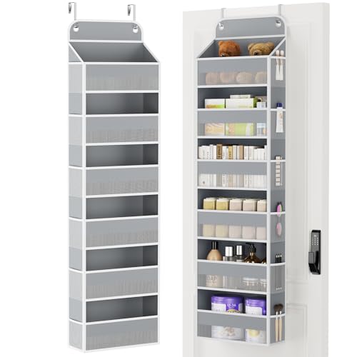 Yecaye Over Door Organizer, 60 lbs Load Capacity, Metal Hanging Storage with 6 Shelves for Toys, Bathroom, Nursery, Dorm Room, Grey,1Pc - color: Dark Grey, size: 6 Tier