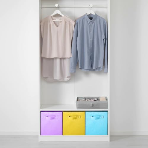 PowerKing Collapsible Storage Cubes with Handles, Fabric Foldable Bins for Closet Shelves, Durable Organization Storage Bins, 10.5'' x 11'' x 10.5'' (6 Colors Mix, 6Pack) - color: 6 Colors Mix, size: 6Pack