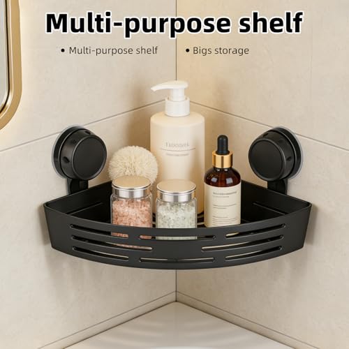 Corner Shower Caddy Suction Cup, 2 Pack Triangle Corner Shower Shelves No Drilling Bathroom Organizers and Storage, Removable Waterproof Showers Bathroom Shelf Rack