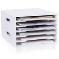 Juexica 6 Tier 8.5" x 11" Scrapbook Paper Organizer, White Cardstock File Organizer with Adjustable Shelves, Stackable Paper Trays, Desktop Storage Rack Document Holder for Desk Home Office - style: 6 Tier