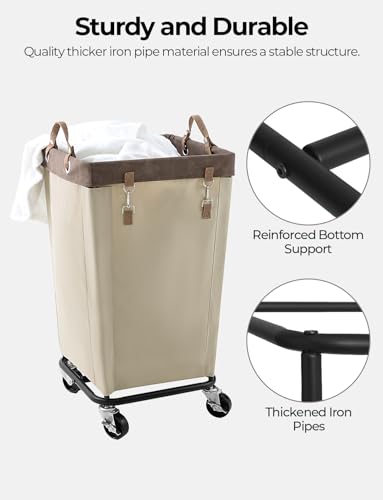 StorageWorks 160L Laundry Basket with Wheels, Large Rolling Hampers for Clothing Organizer, Dirty Clothes Basket for Hotel, Home, Closet, Dorm, Light Khaki - color: Light Khaki, size: 160L