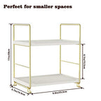 2-Tier Kitchen Spice Rack - Freestanding Stackable Bathroom Countertop Storage Shelf - Cosmetic Organizer Holder- Square Standing Rack (Golden) - color: Golden