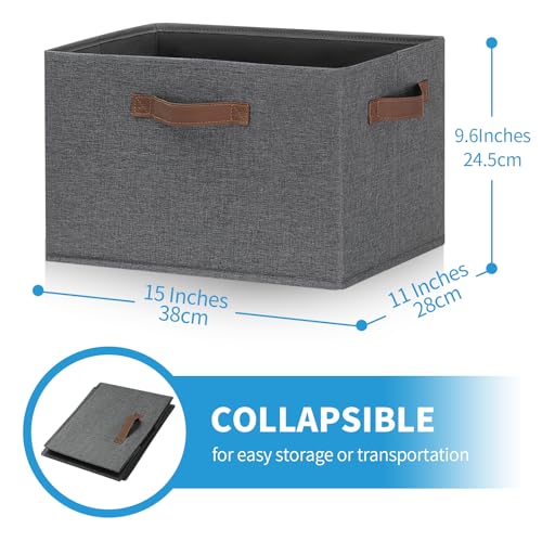 GhvyenntteS Large Fabric Storage Bins 6 Pack, 15x11x9.6 Inch Storage Baskets for Shelves, Foldable Closet Storage Bins for Shelves, Closet Organizers and Storage Boxes, Gray - color: Gray, size: Large-6 Pack