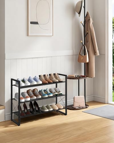 CHOEZON Shoe Rack, 3-Tier Shoe Rack for Closet, Metal Shoe Storage Organizer, Shoe Rack for Entryway, Shoe Shelf with Adjustable Feets, for Entryway, Hallway, Living Room, Bedroom, Black TXJ13BB - size: 30"L x 10.4"W x 22.6"H