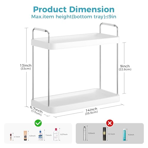 Vtopmart 2-Tier Bathroom Countertop Organizer, Vanity Dresser Counter Tray Shelf for Skincare, Perfume, Makeup, Silver - color: Silver, size: Square