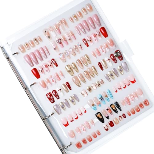 Large Press-on Nails Organizer Book Set Clear Press ons Nail Storage Box Binder Removable Loose-Leaf Packaging Case Salon Sample Styles Display Supplies 6 Page A4 - color: A4-Large
