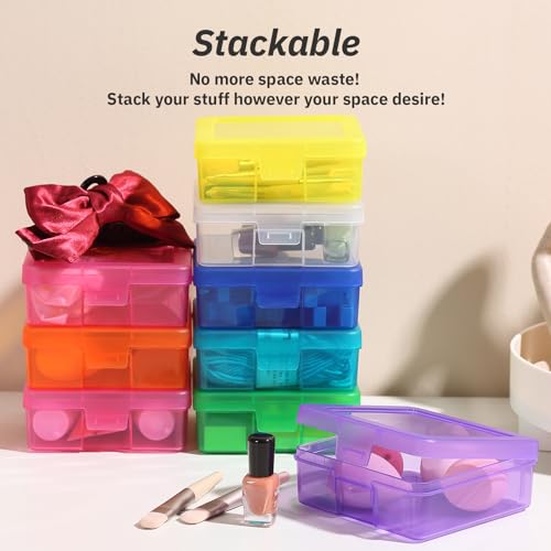 novelinks Plastic Small Storage Bins with Lids for Organizing, Mini Clear Storage Containers and Stackable Storage Box Organizer for Pencil Boxes, Task Boxes, Crayon Boxes (18 Pack Small -Color) - color: 18 Pack Small -Color