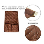 IPENNY Couch Sofa Armrest Organiser Chair TV Remote Holder Bed Storage Pocket Bag for Cellphone Tablet Notepad Book Magazines DVD Eyewears Drinker Snacks Holder Pouch - color: Coffee (5 pockets)