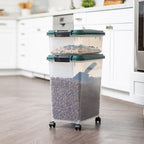 IRIS USA Remington Dog Food Storage Container, 30 lbs, 11 lbs, Airtight, Stackable, Wheels, Food Storage, Treat Box, 2-Cup Scoop - size: 30 lbs, 11 lbs