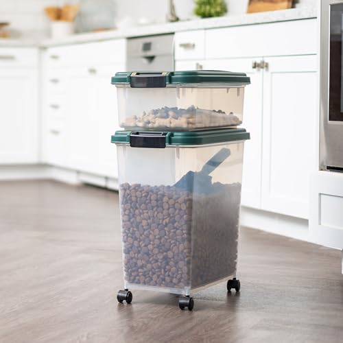IRIS USA Remington Dog Food Storage Container, 30 lbs, 11 lbs, Airtight, Stackable, Wheels, Food Storage, Treat Box, 2-Cup Scoop - size: 30 lbs, 11 lbs