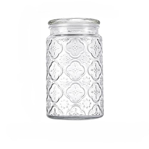 Adodeen 32oz Vintage Glass Jar With Lid, Glass Storage Containers, Airtight Kitchen Storage Containers For Sugar, Coffee, Tea, Spice, Flour, Candy Cookie, Pasta, Cereal, Cute Decorative Jars - color: Glass Lid-Bigonia-32oz