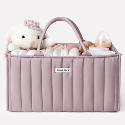 Blissful Diary Baby Diaper Caddy Organizer, Stylish Storage Basket for Newborn Essentials and Diaper Station, Gift for Baby Shower and Registry Must-Have, Mauve Pink | Gift for Baby Shower, Registry Must-Have - color: Mauve Pink