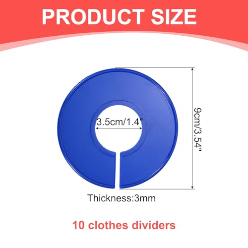 uxcell 10 Pcs Clothes Dividers,Round Closet Rack Dividers Clothing Rack Size Dividers Blank Labels Writable & Reusable for Hanging Clothes Sorting Size, Dark Blue - color: Dark Blue