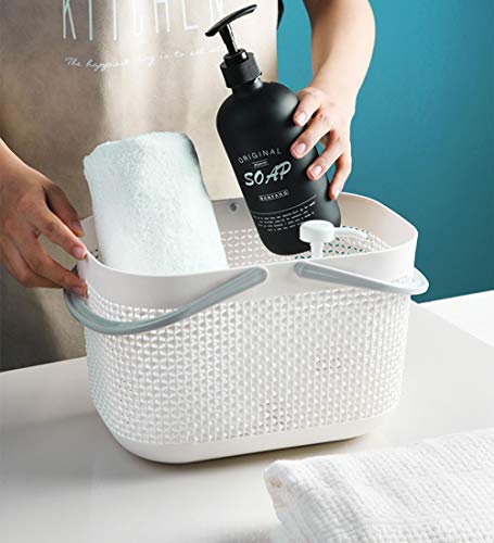 UUJOLY Portable Shower Caddy Basket Tote, Plastic Storage Basket with Handles Organizer Bins for Kitchen Bathroom College Dorm, White 2 Pack - color: White, size: 2 Pack