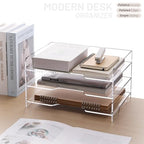 SANRUI Paper Letter Tray Organizer 3 Tier Acrylic Desk File Organizer with Bottom Handle, Paper Sorter Organizer for Letter/A4 Office Organization,Clear - style: Enlarged File Tray 3 Tier