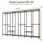 ONBRILL F6 Free Standing Industrial Pipe Clothes Rack, Large Heavy Duty Metal Garment Rack, Closet Organizer Storage System with Adjustable Shelves & Hanging Rods, Portable Wardrobe - Black - color: Black