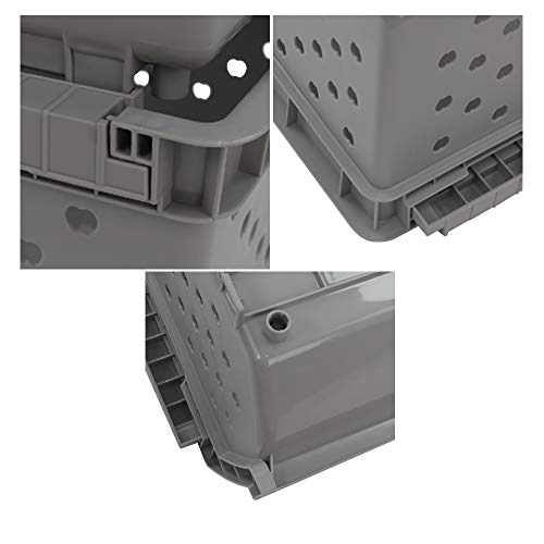 3 Pack Plastic Stacking Organizer Basket, Open Front Large Stackable Storage Bins, Gray