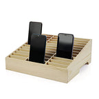 36-Grid Wooden Cell Phone Holder Desktop Organizer Storage Box for Classroom Office (36-Grid) - size: Natural 36-Grid