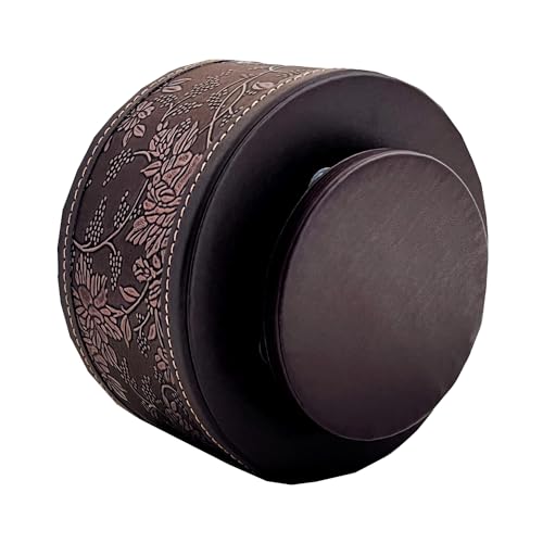 PU Leather Round TV Remote Control Holder for Table,360° Swivel Office Supply Desktop Organizer,4 Compartments Phone/Pen/Pencil Holder,Suitable for Stationery/Heater Controllers Etc (Antique) - color: Antique