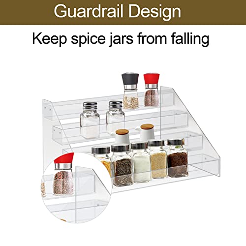 WUIVIUT Spice Rack Organizer For Cabinet, 1 4/5 in/Tier Acrylic Tiered Spice Shelf Can Storage Organizer for Kitchen Pantry Countertop - size: 4 Tier - inner width 2''