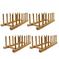 INNERNEED Bamboo Wooden Plate Racks Dish Stand Holder Kitchen Storage Cabinet Organizer for Dish/Plate/Bowl/Cup/Pot Lid/Cutting Board (Pack of 4) - size: Pack of 4