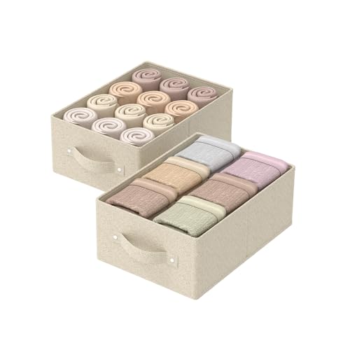 Collapsible Wardrobe Organizer, Storage Boxes for Organizing Home, Fabric Cube Baskets, Office and Closet, Grey and Beige, 2 Pack, 13.0x9.0x5.5in - color: Grey/Beige, size: 13.0x9.0x5.5 in(2 Pack)