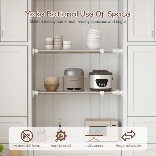 Hershii Tension Shelf Expandable Rod Closet System Heavy Duty Clothes Hanger Adjustable DIY Storage Organizer Shoe Rack - color: Ivory, size: 23.62 - 39.37 inches