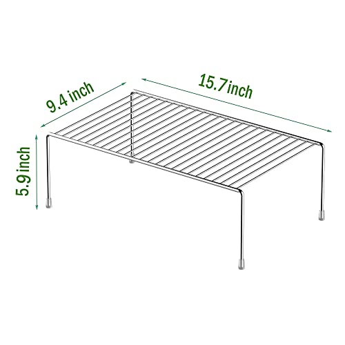 Redrubbit 2 Pack Large (15.7 x 9. 4 Inch) Cabinet Storage Shelf Rack, Rustproof Kitchen Counter and Cabinet Shelf, Storage Rack Organizer for Kitchen, Fridge, Cabinet, Bathroom, Chrome - color: Chrome
