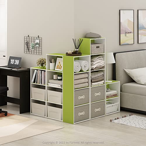 Furinno Luder Bookcase / Book / Storage, Green/White, 2-Tier - color: White/Green, size: 2-Tier, 9 x 16 x 21