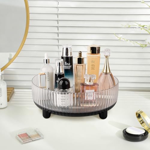Anyoifax 360 Rotating Makeup Organizer Perfume Tray Skincare Holder Spinning Cosmetic Storage Bathroom Countertop Organizer Lazy Susan Turntable for Dresser, Vanity, Kitchen, Large Black - color: Black, size: 11"