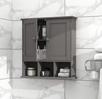 TaoHFE Grey Bathroom Cabinet,Bathroom Wall Cabinet with 2 Door Adjustable Shelves,Over The Toilet Storage Cabinet,Bathroom Cabinet Wall Mounted,Medicine Cabinets for Laundry Room Kitchen - color: Grey