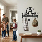 Metal Letter A Key Holder for Wall, Monogram Coat Rack Wall Mount, Key Hooks Perfect for Bathroom, Living Room, Kitchen, Office Ideal Wedding, Anniversary, Housewarming Gift (A) - style: A
