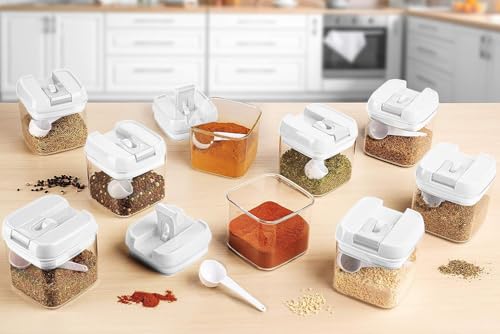 Shazo 9 PC Airtight Food Storage Containers - BPA Free Clear Plastic Snack & Spice Containers with Easy Lock Lids - Kitchen and Pantry Organization for Herbs, Coffee, Tea - 0.5L / 2.1 Cups - color: White - 9 Pc, size: 9 Pc - 0.5 Liter