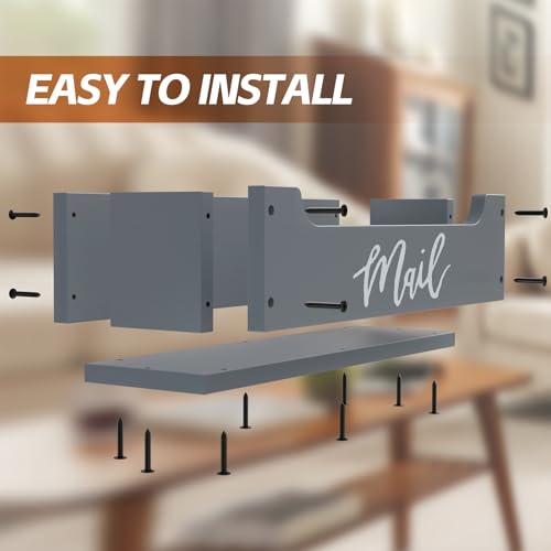 White Wooden Mail Organizer Countertop (Grey + White) - color: Grey + White