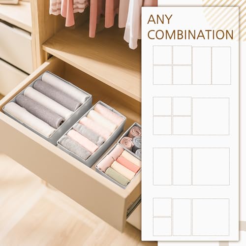 Criusia 26 Pack Drawer Organizer for Clothes, Foldable Dresser Dividers with 3 Sizes, Fabric Storage Bins – Gray - color: 26 PACK Gray