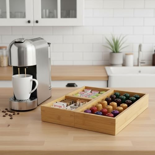 Bamboo Drawer Organizer 5.9x5.1x2.4 Inch | Rectangle Drawer Divider & Junk Drawer Tray for Makeup, Jewelry, Utensils & Office - size: 5.9"D x 5.1"W x 2.4"H