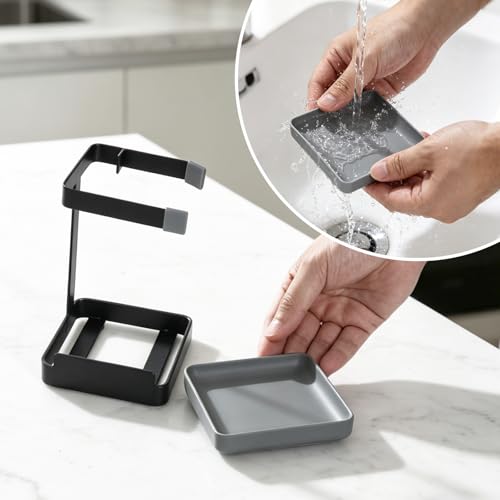vocheer Pot Lid Holder, Kitchen Organizer Rack Spoon Rest Rack Holder-Lid Stand for Utensils in Kitchen, Black - color: B