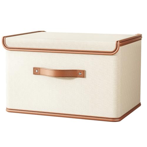 Oxford Fabric Storage Bins with Attached Lid - Large Clothes Organizer (44x30x29cm), Breathable Collapsible Closet Bins for Clothing, Seasonal & Dorm Organization, Beige - size: 1PCS