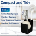 Spacewiser TidyNook Silicone Sink Caddy - Sponge Holder for Kitchen Sink, Dish Brush Holder, Fits Scrub Daddy Sponges, Scrub Mommy, and all Dish Sponges, Compact Kitchen Sinks Organizer Caddy, No Rust - color: Black