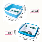 FOSJGO Dish Basin Collapsible with Drain Plug Carry Handles for 9 L Capacity, Collapsible Sink Tub, Dish Wash Basin, Portable Dish Tub, Foldable Dishpan for Camping Dish Washing Tub and RV Sink - color: Sky Blue