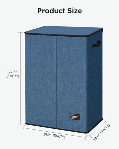 SOLEDI Laundry Hamper with Lid 130L Large & Tall Collapsible Laundry Basket, Clothes Hamper with Bag Removable Easy to Carry, Dirty Hampers for Bedroom, Bathroom, Dorm, College, Blue - color: Blue, size: 130L