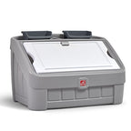 Step2 2-in-1 Toy Box & Art Lid, Kids Toy Storage Bin & Organizer, Easel & Chest in One, Made of Durable Plastic, For Toddlers 2+ Years Old, Gray - color: Gray