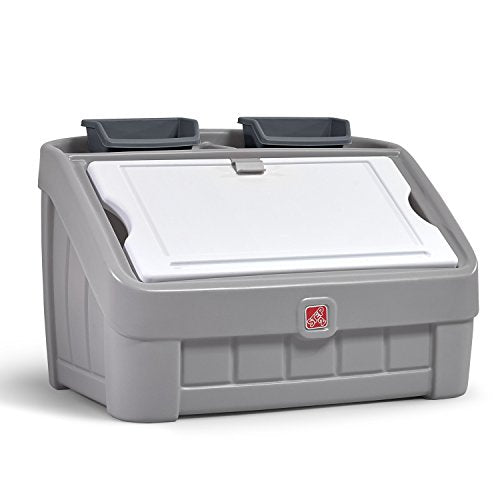 Step2 2-in-1 Toy Box & Art Lid, Kids Toy Storage Bin & Organizer, Easel & Chest in One, Made of Durable Plastic, For Toddlers 2+ Years Old, Gray - color: Gray